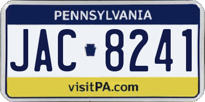 PA license plate JAC8241