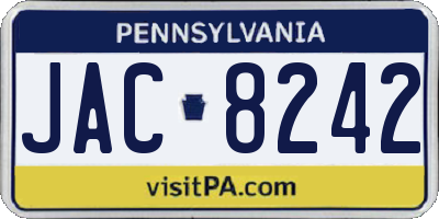 PA license plate JAC8242