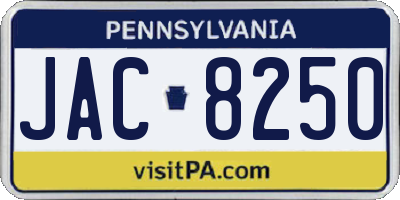 PA license plate JAC8250