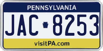 PA license plate JAC8253