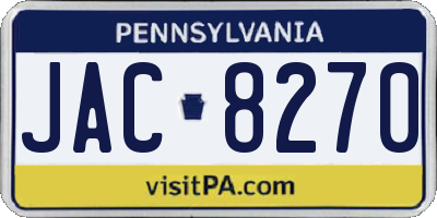 PA license plate JAC8270