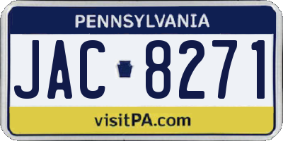 PA license plate JAC8271