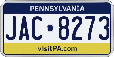 PA license plate JAC8273