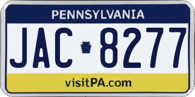 PA license plate JAC8277