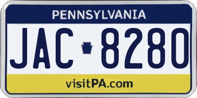 PA license plate JAC8280