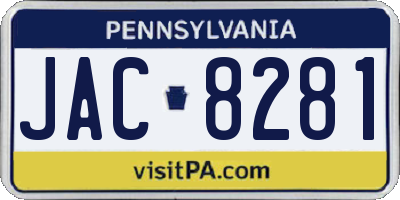 PA license plate JAC8281