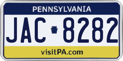 PA license plate JAC8282