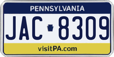 PA license plate JAC8309