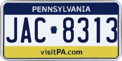 PA license plate JAC8313