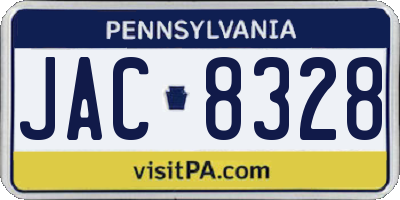 PA license plate JAC8328