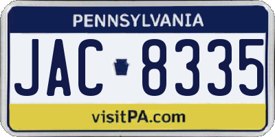 PA license plate JAC8335