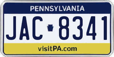 PA license plate JAC8341