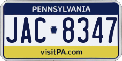 PA license plate JAC8347