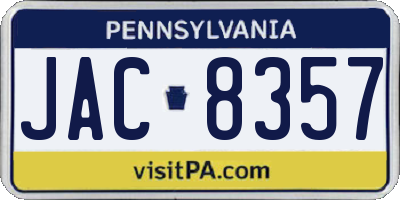 PA license plate JAC8357