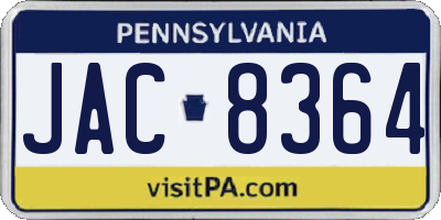 PA license plate JAC8364
