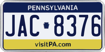 PA license plate JAC8376