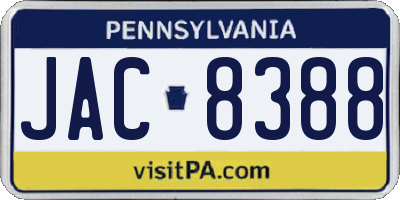 PA license plate JAC8388