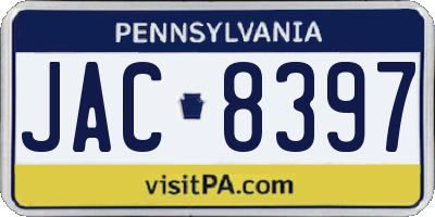 PA license plate JAC8397