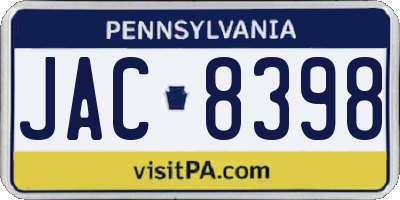 PA license plate JAC8398