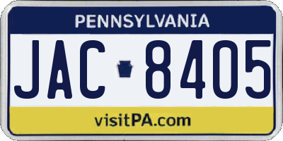 PA license plate JAC8405