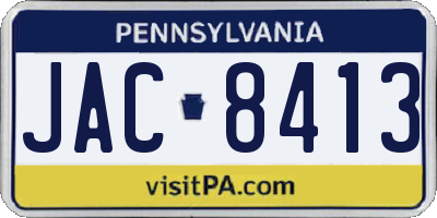 PA license plate JAC8413