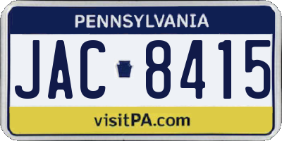 PA license plate JAC8415