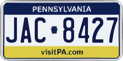 PA license plate JAC8427