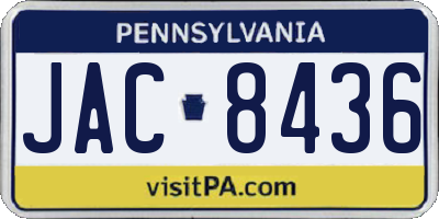 PA license plate JAC8436