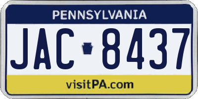 PA license plate JAC8437