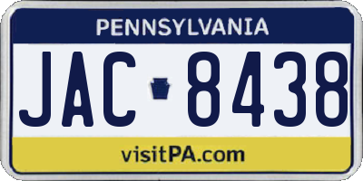 PA license plate JAC8438
