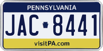 PA license plate JAC8441