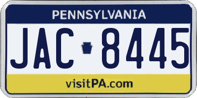 PA license plate JAC8445