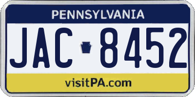 PA license plate JAC8452