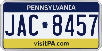 PA license plate JAC8457