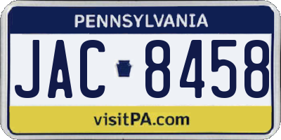 PA license plate JAC8458