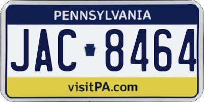 PA license plate JAC8464