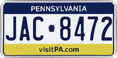 PA license plate JAC8472