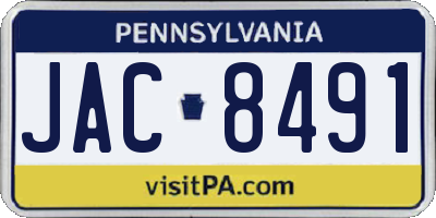 PA license plate JAC8491