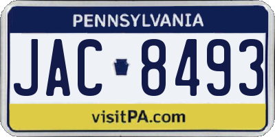 PA license plate JAC8493