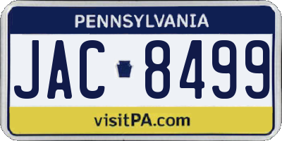 PA license plate JAC8499