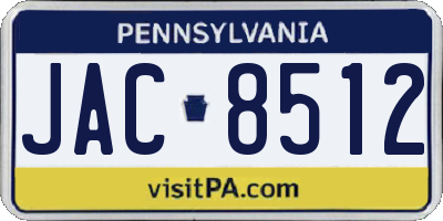 PA license plate JAC8512