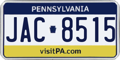 PA license plate JAC8515
