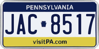 PA license plate JAC8517