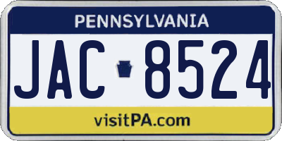 PA license plate JAC8524