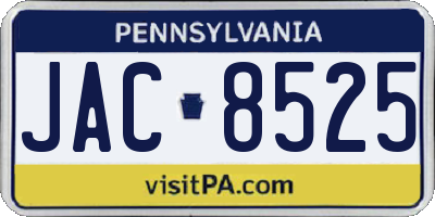 PA license plate JAC8525