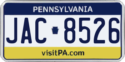 PA license plate JAC8526