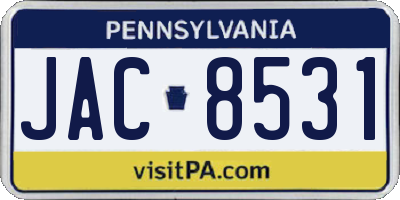 PA license plate JAC8531