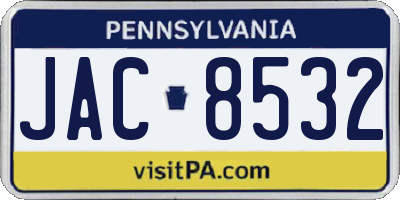PA license plate JAC8532