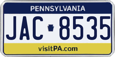 PA license plate JAC8535