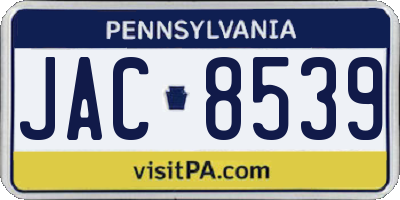 PA license plate JAC8539